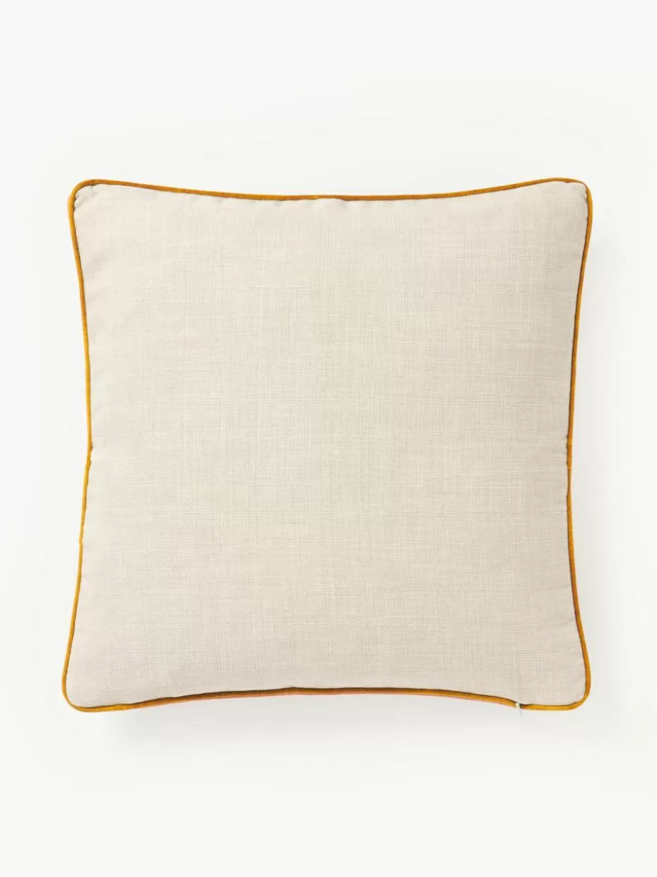 Dekokissen-Westwing Collection Kissenhülle Cressida mit zweifarbiger Kederumrandung Hellbeige