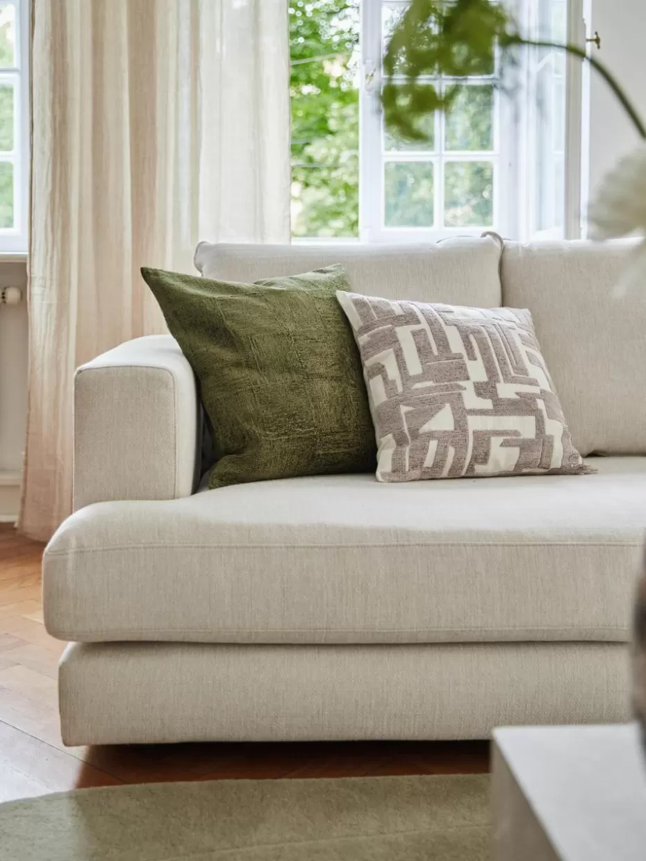 Dekokissen-Westwing Collection Kissenhülle Fran mit Chenille-Stickerei Greige, Off White