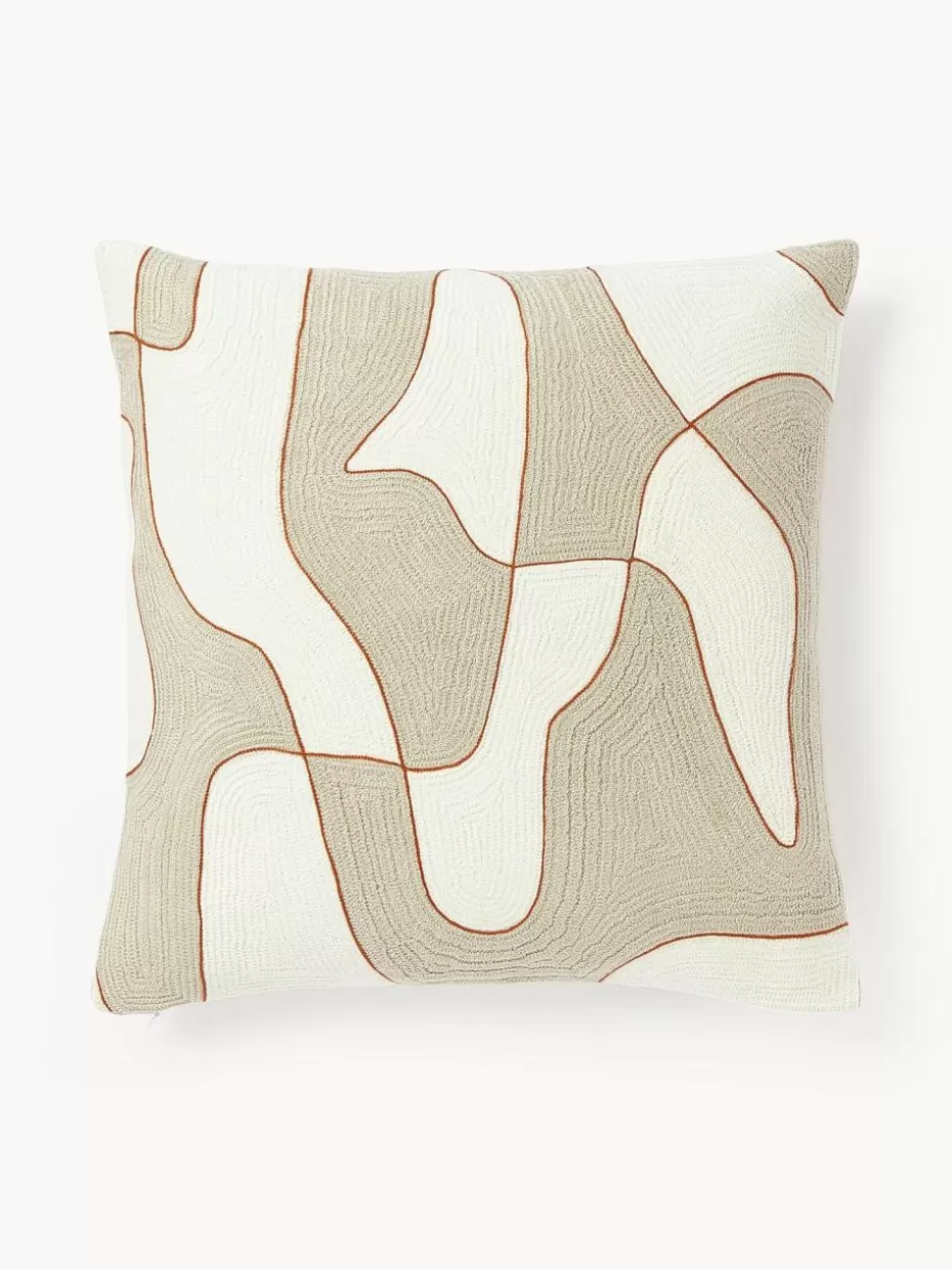 Dekokissen-Westwing Collection Kissenhülle Kobe mit abstraktem Muster Off White, Beige, Terrakotta