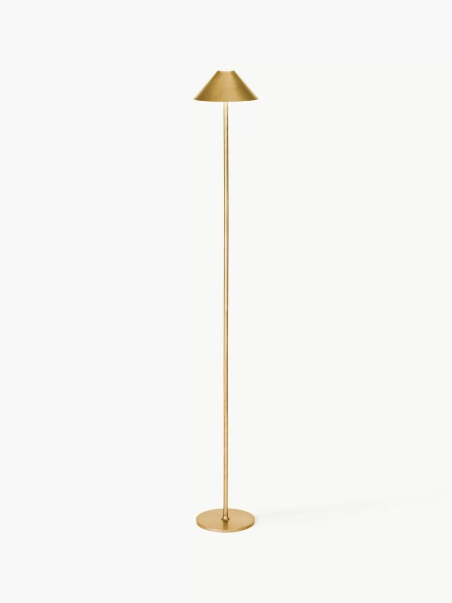 Led-Stehleuchten-Halo Design Kleine mobile LED-Stehlampe Hygge, dimmbar Goldfarben