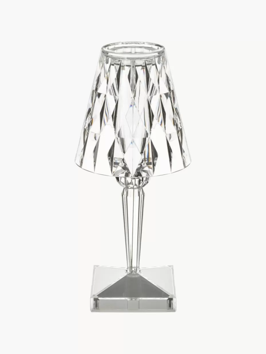 Outdoor Tischlampen | Led-Tischleuchten-Kartell Kleine mobile LED-Tischlampe Battery, H 26 cm Transparent
