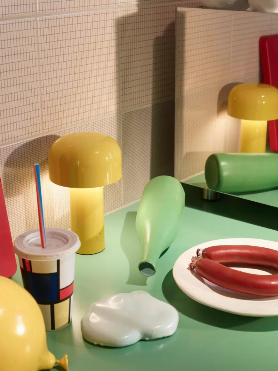 Led-Tischleuchten | Kabellose Tischlampen-Flos Kleine mobile LED-Tischlampe Bellhop, dimmbar Zitronengelb, glänzend