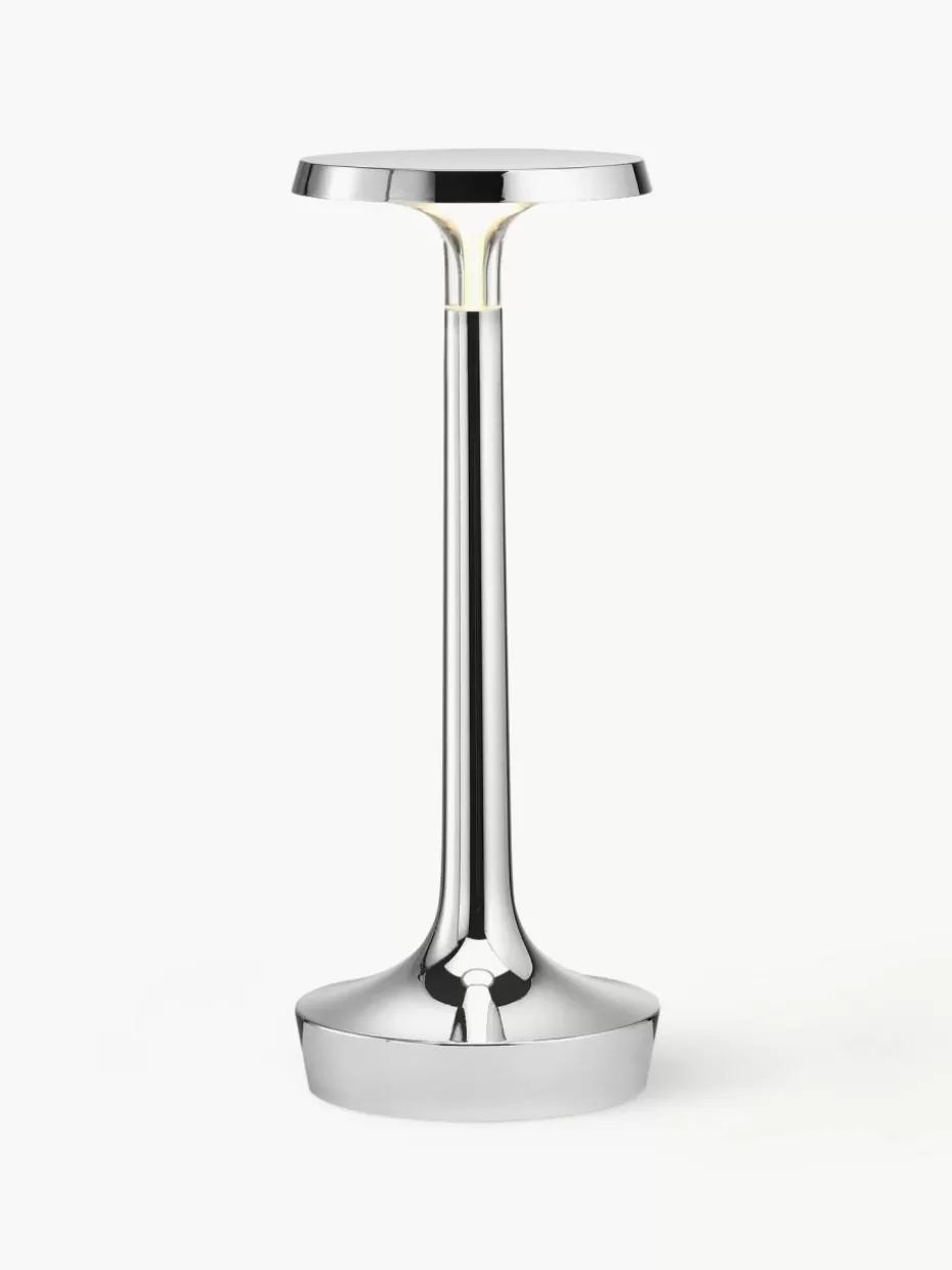 Led-Tischleuchten | Kabellose Tischlampen-Flos Kleine mobile LED-Tischlampe Bon Jour, dimmbar Silberfarben