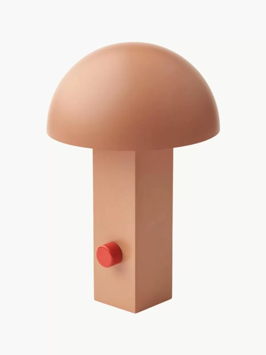 Lampen-Liewood Kleine mobile LED-Tischlampe Hyppolite, dimmbar Peach, Korallrot