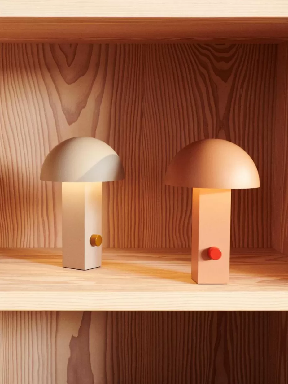 Lampen-Liewood Kleine mobile LED-Tischlampe Hyppolite, dimmbar Peach, Korallrot