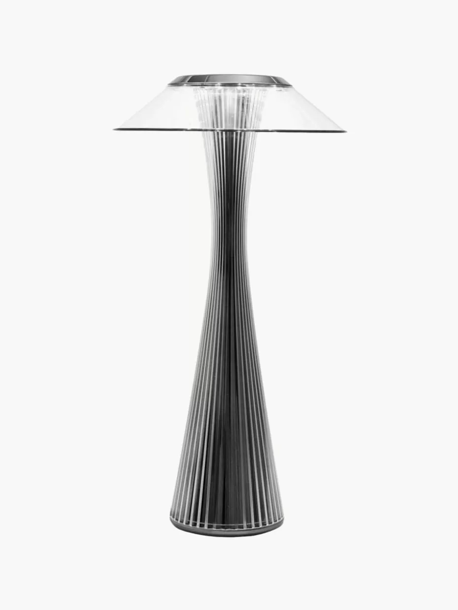 Led-Tischleuchten | Kabellose Tischlampen-Kartell Kleine mobile LED-Tischlampe Space Schwarz-Metallic