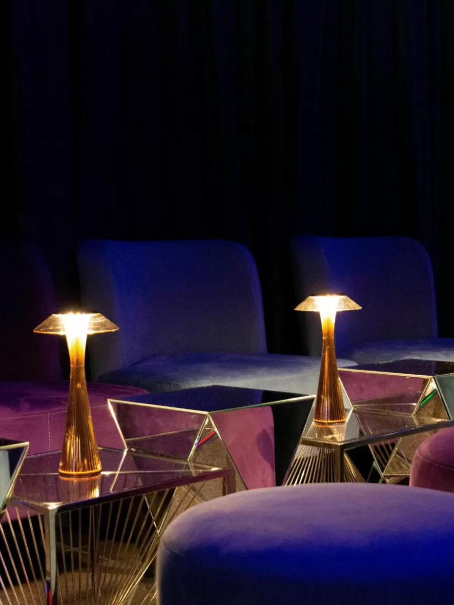 Led-Tischleuchten | Kabellose Tischlampen-Kartell Kleine mobile LED-Tischlampe Space Goldfarben
