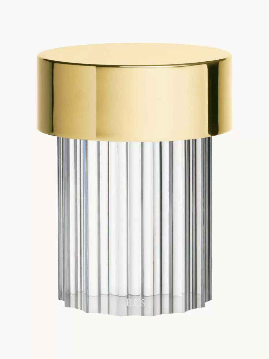 Kabellose Tischlampen-Flos Kleine mobile Tischlampe Last Order, dimmbar Goldfarben, Transparent