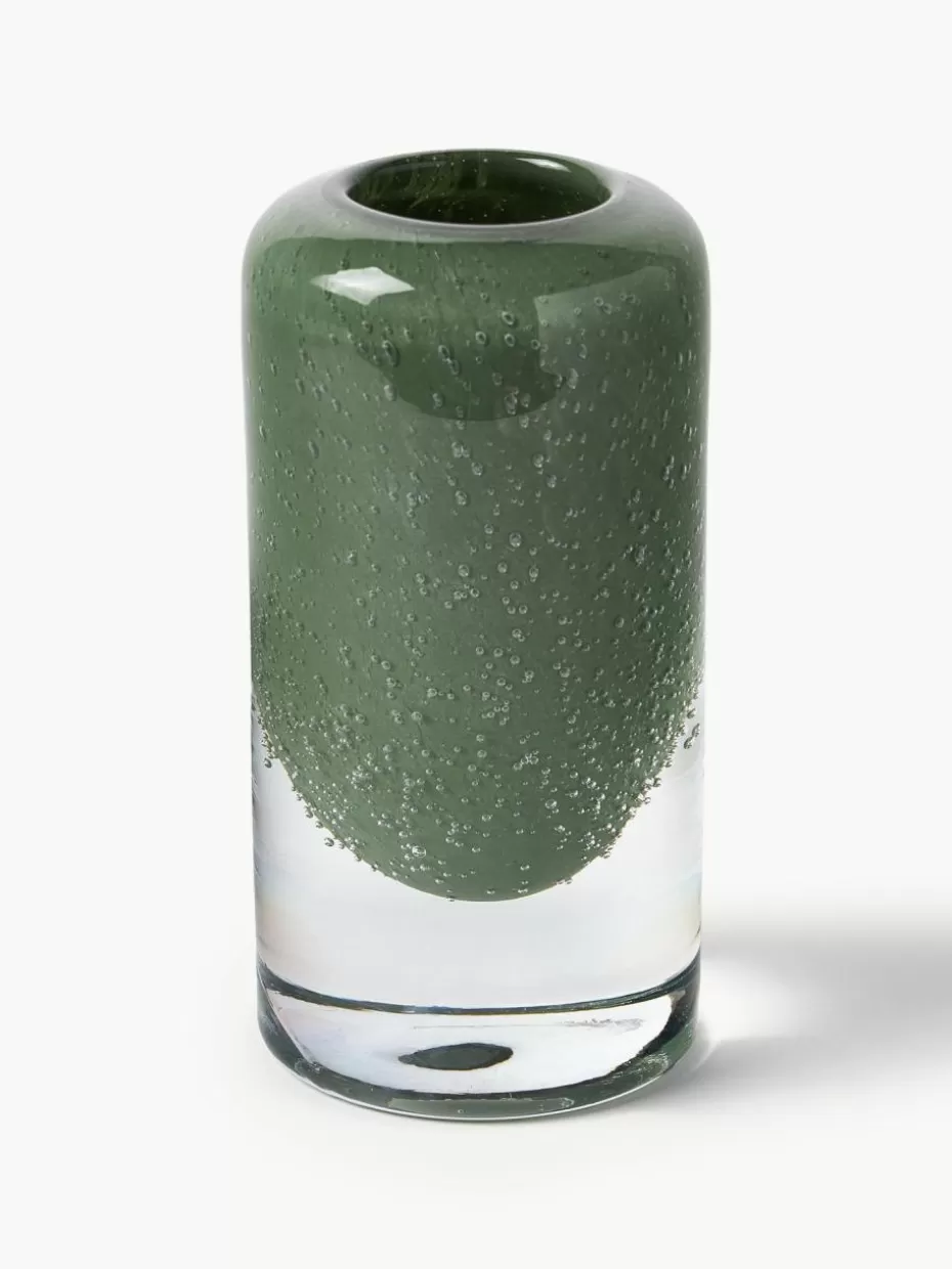 Vasen-Westwing Collection Kleine mundgeblasene Vase Dylla mit Luftbläschen, H 16 cm Grün, Transparent