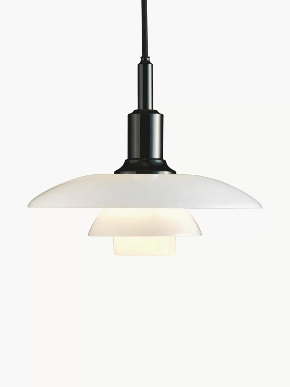 Pendelleuchten-Louis Poulsen Kleine Pendelleuchte PH 3/2, mundgeblasen Schwarz, Weiß