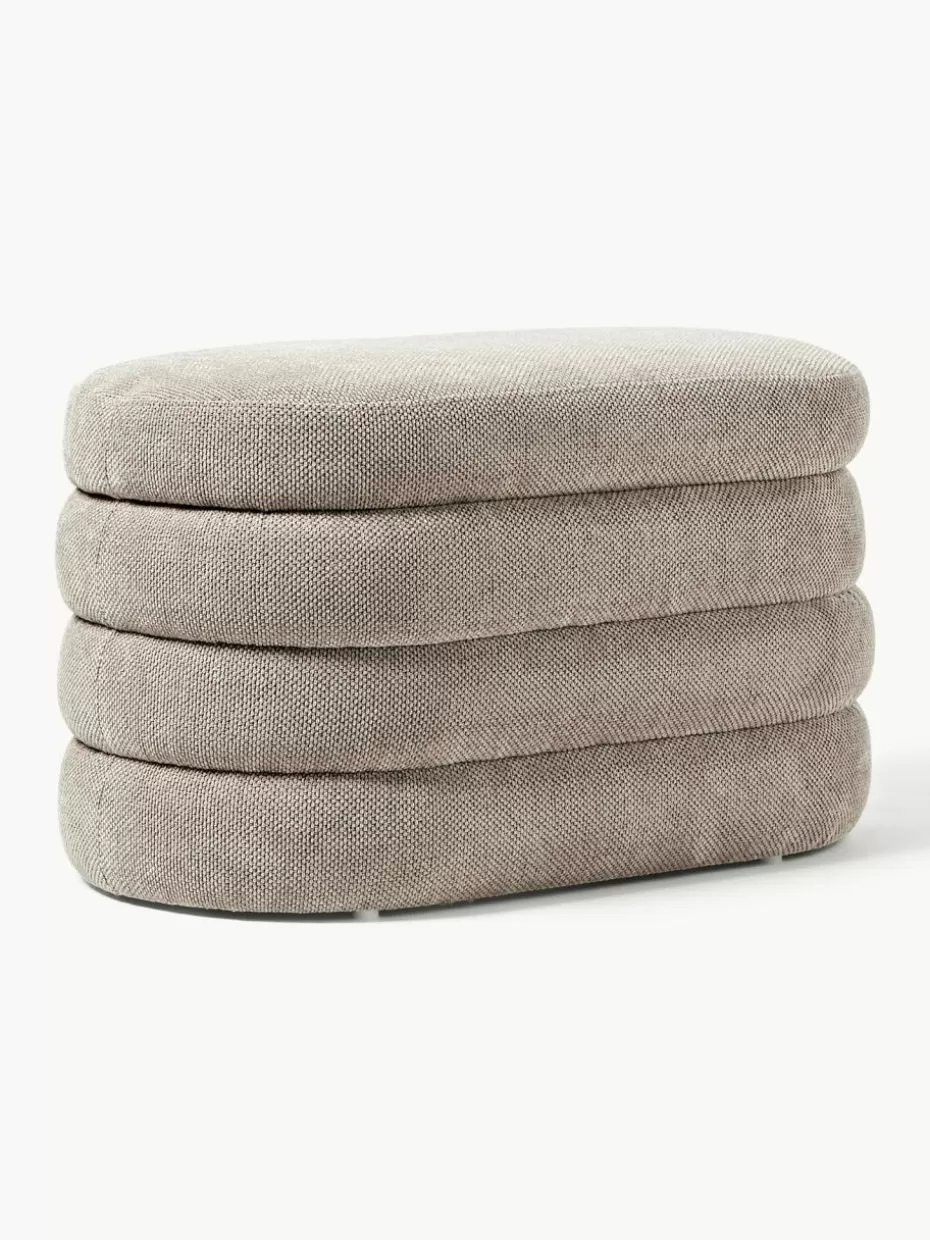 Flur Sitzbänke | Bettbänke-Westwing Collection Kleine Polsterbank Alto mit Stauraum Webstoff Taupe