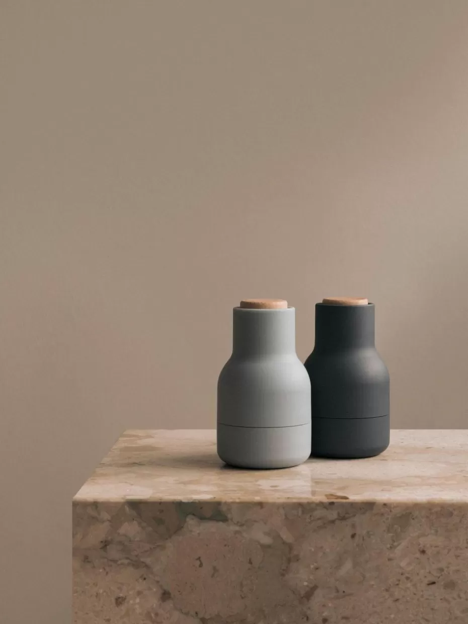 Gewürzmühlen-Audo Copenhagen Kleine Salz- & Pfeffermühle Bottle Grinder mit Buchenholzdeckel, 2er-Set Dunkelblau, Hellblau, Buchenholz