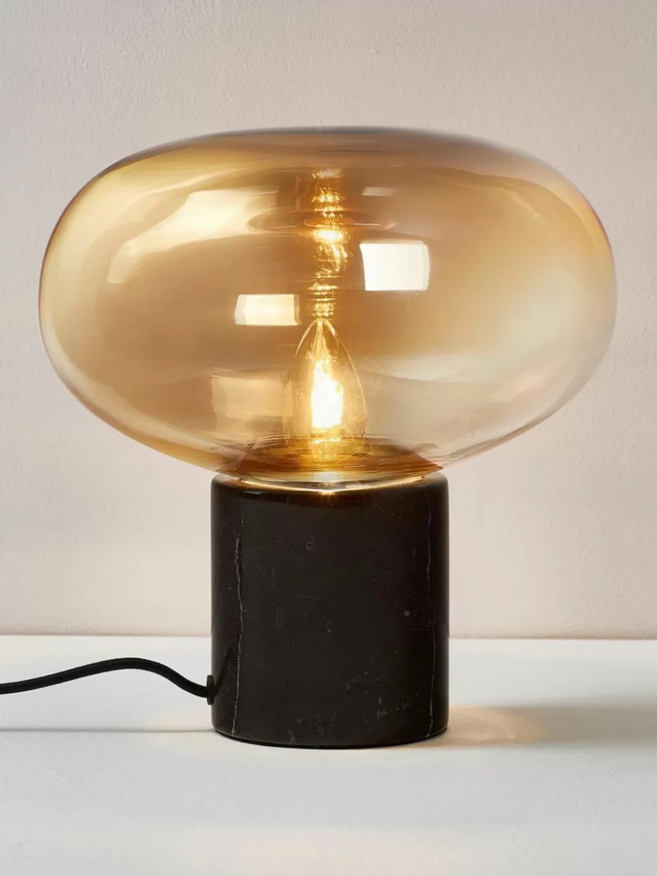 Nachttischlampen-Westwing Collection Kleine Tischlampe Alma mit Marmorfuß
