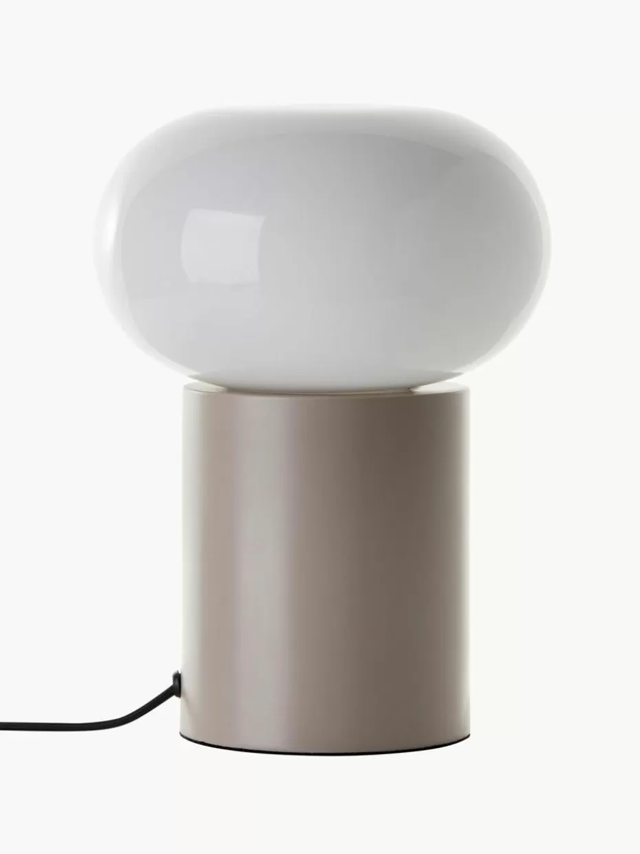 Nachttischlampen-Westwing Kleine Tischlampe Deany Greige, Weiß