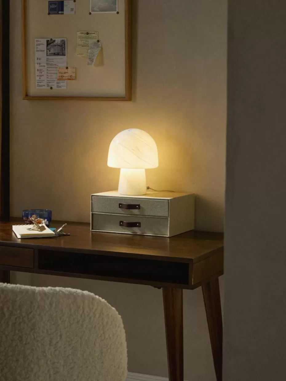 Nachttischlampen-Westwing Collection Kleine Tischlampe Talia in Marmor-Optik Marmor-Optik Hellblau