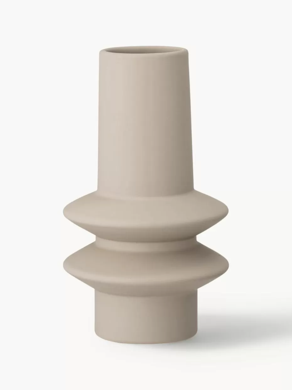 Vasen-Bloomingville Kleine Vase Isold aus Steingut, H 22 cm Hellbeige
