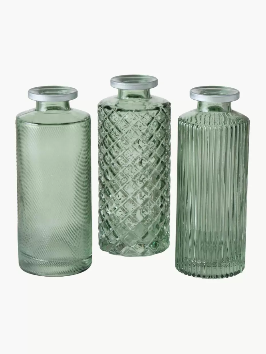 Vasen-Westwing Kleine Vasen Adore aus Glas, 3er-Set Grün, transparent, Silberfarben