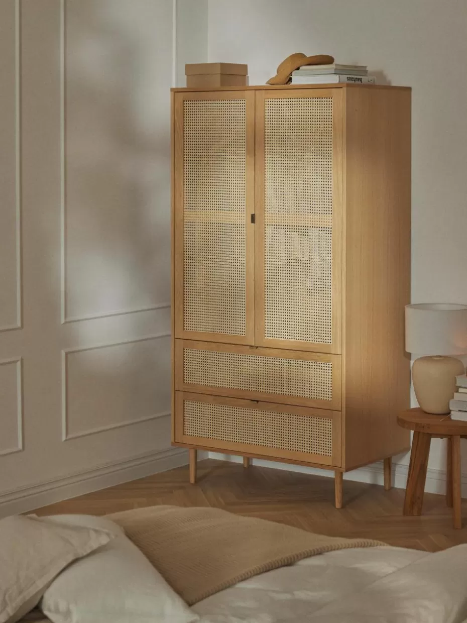 Kleiderschränke-Westwing Collection Kleiner Kleiderschrank Aries mit Wiener Geflecht, 2-türig