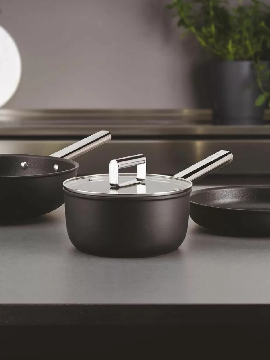 Töpfe-Smeg Kleiner Kochtopf 50's Style mit Deckel und Antihaftbeschichtung