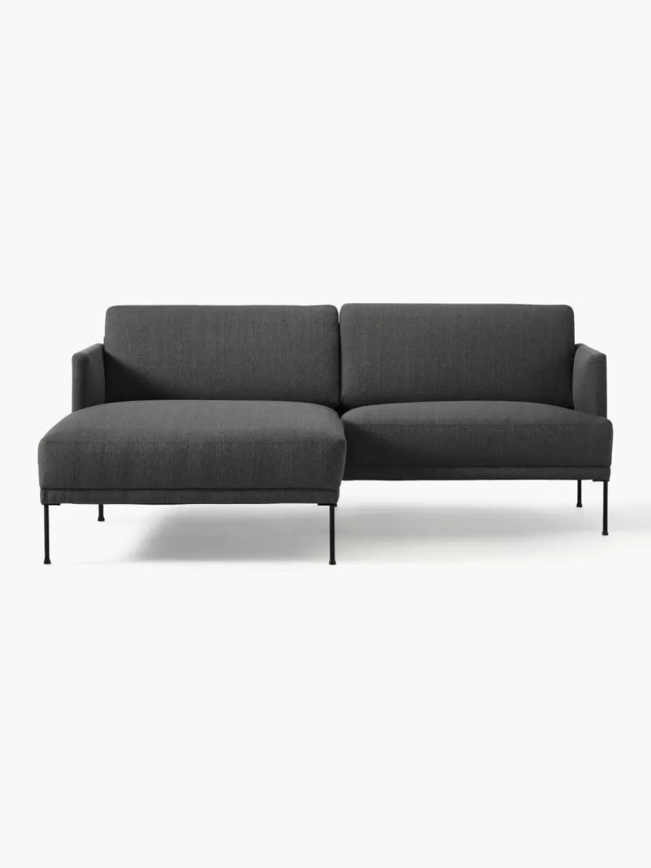 Sofas | Sofaserien-Westwing Collection Kleines Ecksofa Fluente Webstoff Anthrazit