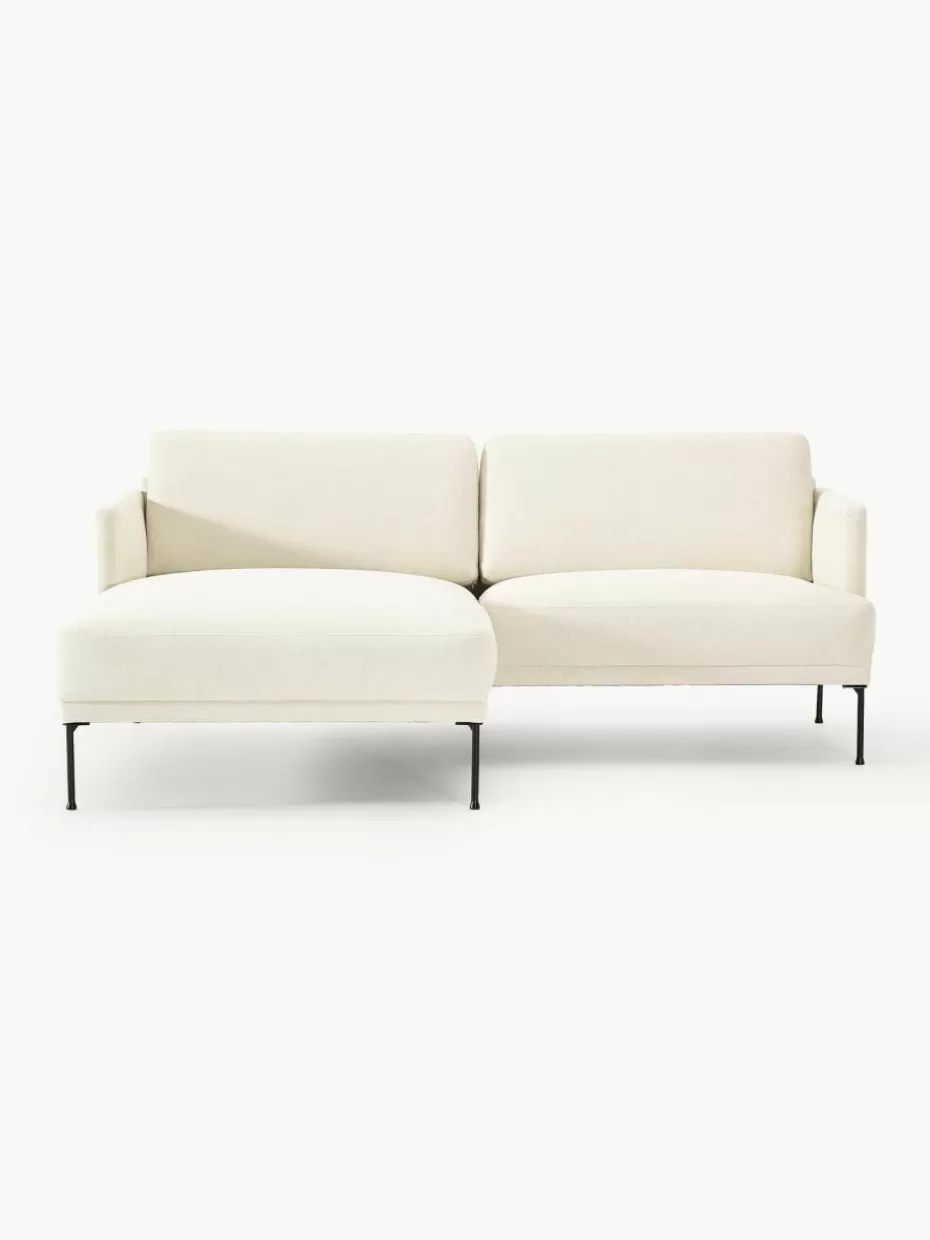 Sofas | Sofaserien-Westwing Collection Kleines Ecksofa Fluente Webstoff Off White