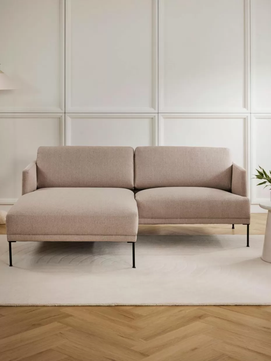 Sofas | Sofaserien-Westwing Collection Kleines Ecksofa Fluente Webstoff Taupe