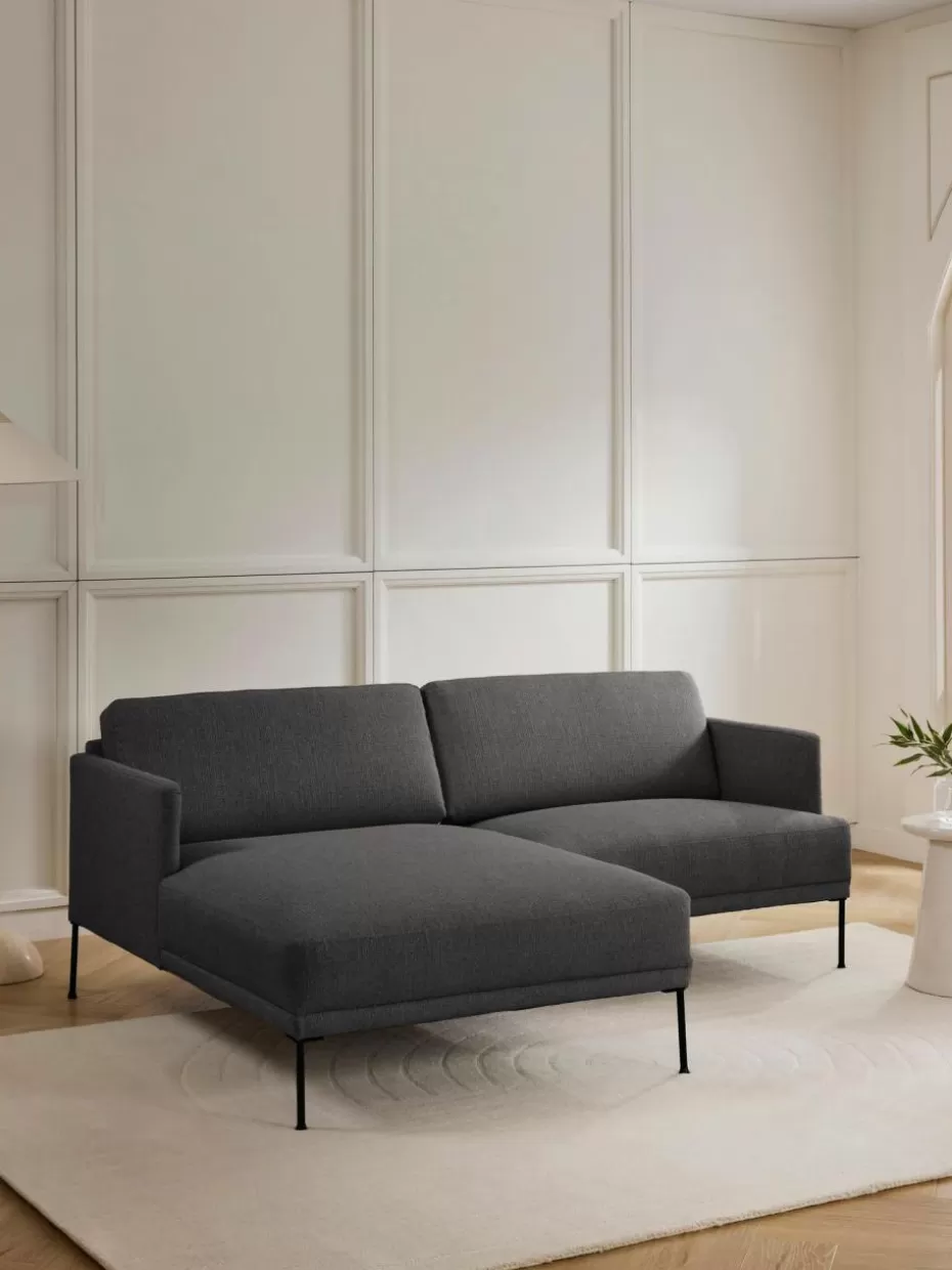 Sofas | Sofaserien-Westwing Collection Kleines Ecksofa Fluente Webstoff Anthrazit
