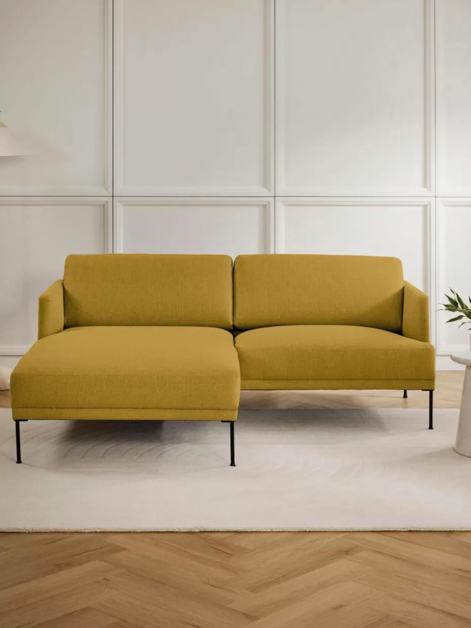 Sofas | Sofaserien-Westwing Collection Kleines Ecksofa Fluente Webstoff Ocker