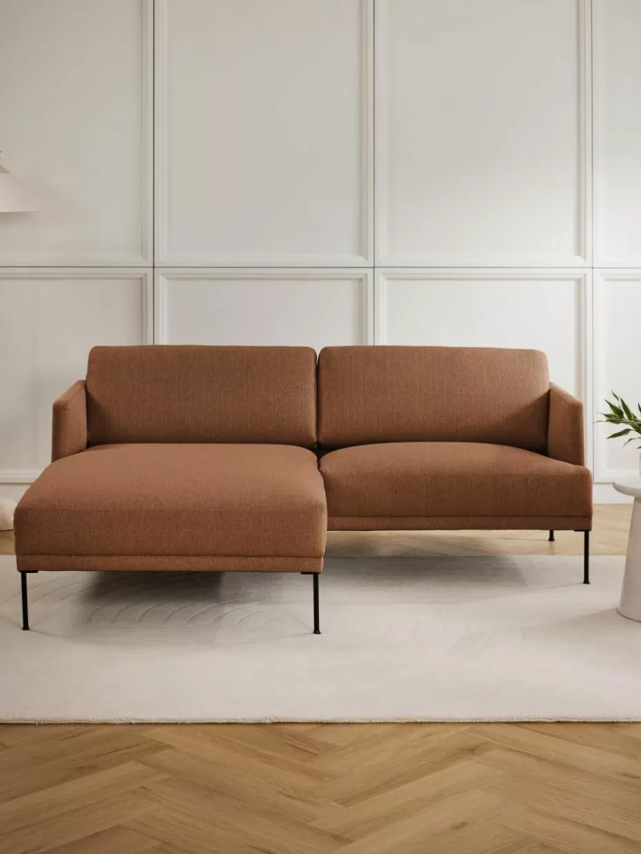 Sofas | Sofaserien-Westwing Collection Kleines Ecksofa Fluente Webstoff Nougat