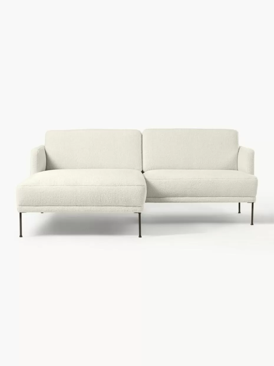 Sofas | Sofaserien-Westwing Collection Kleines Ecksofa Fluente aus Teddystoff Teddy Off White