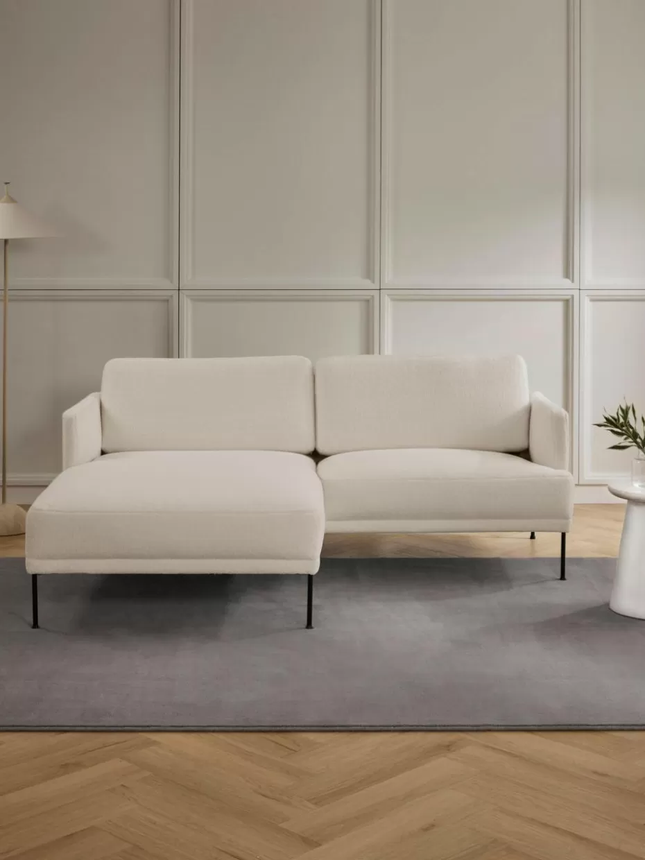 Sofas | Sofaserien-Westwing Collection Kleines Ecksofa Fluente aus Teddystoff Teddy Off White