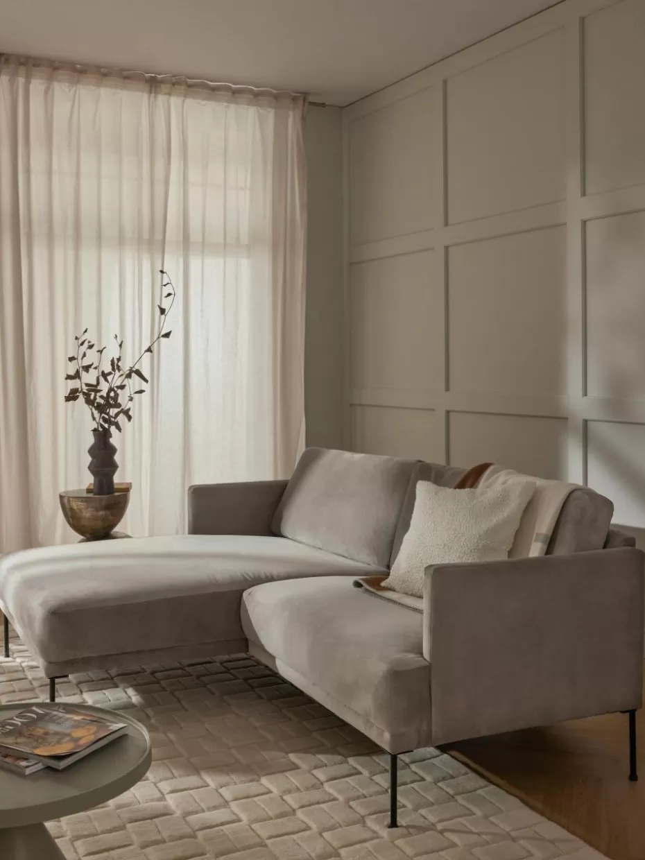 Sofas-Westwing Collection Kleines Samt-Ecksofa Fluente Samt Greige