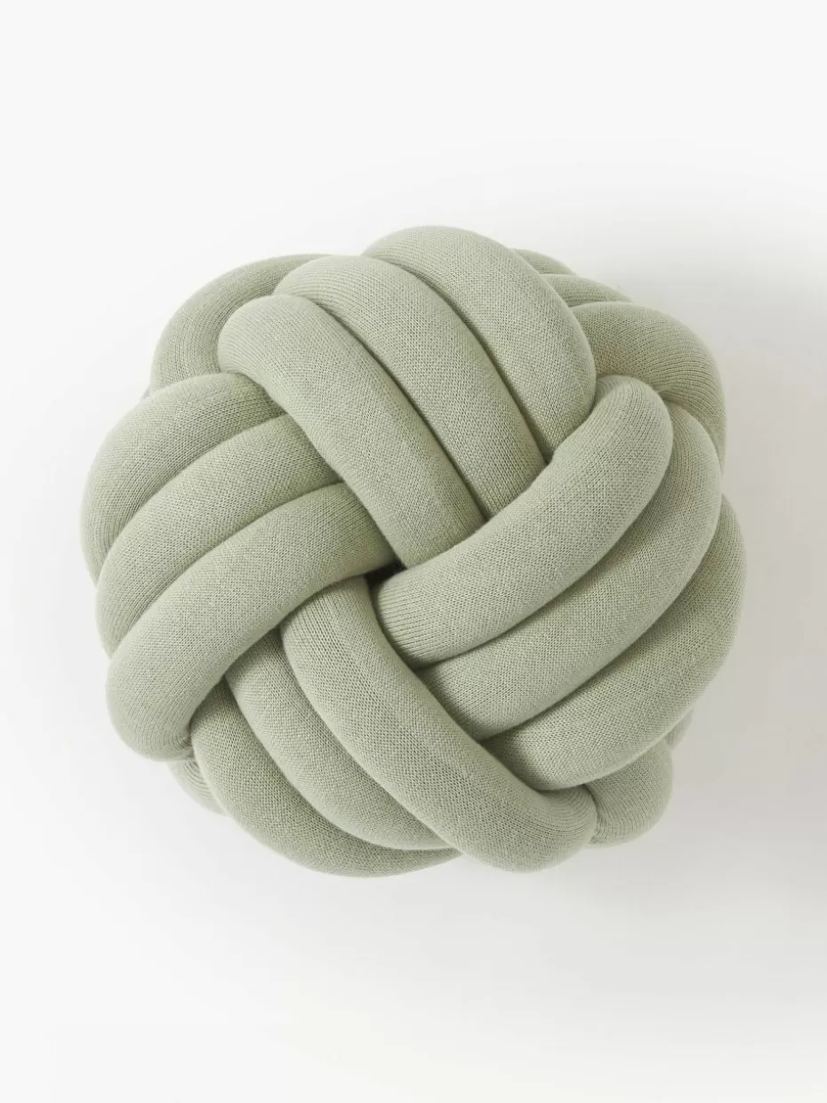 Dekokissen-Westwing Collection Knoten-Kissen Twist Salbeigrün