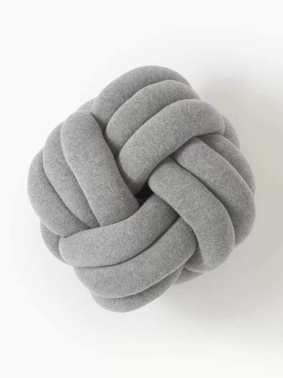 Dekokissen-Westwing Collection Knoten-Kissen Twist Hellgrau