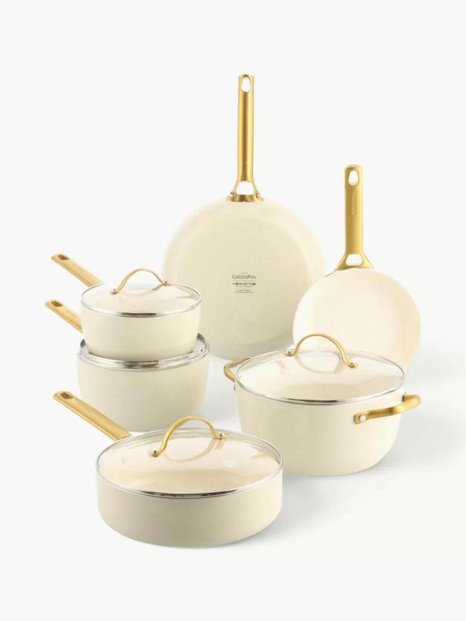 Töpfe-GreenPan Koch-Set Padova mit Antihaftbeschichtung, 10-tlg. Cremeweiß, Goldfarben