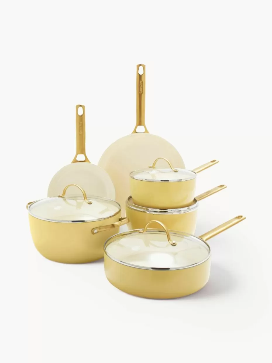 Töpfe-GreenPan Koch-Set Padova mit Antihaftbeschichtung, 10-tlg. Sonnengelb, Cremeweiß, Goldfarben