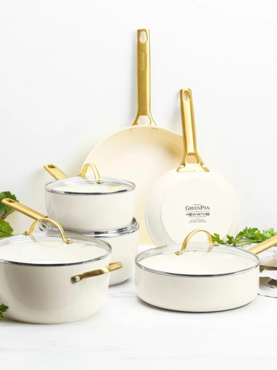 Töpfe-GreenPan Koch-Set Padova mit Antihaftbeschichtung, 10-tlg. Cremeweiß, Goldfarben