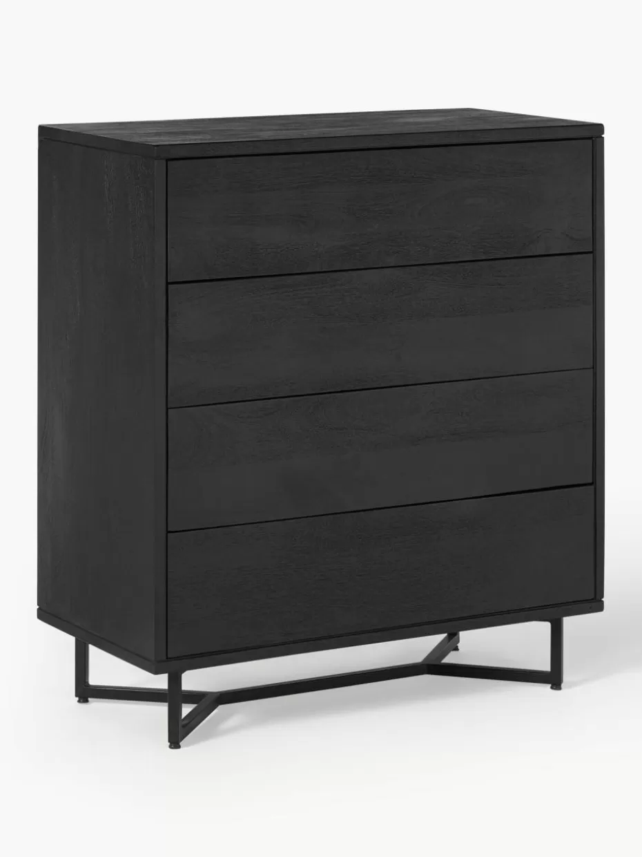 Kommoden & Sideboards-Westwing Collection Kommode Luca aus Mangoholz Mangoholz schwarz lackiert, Schwarz