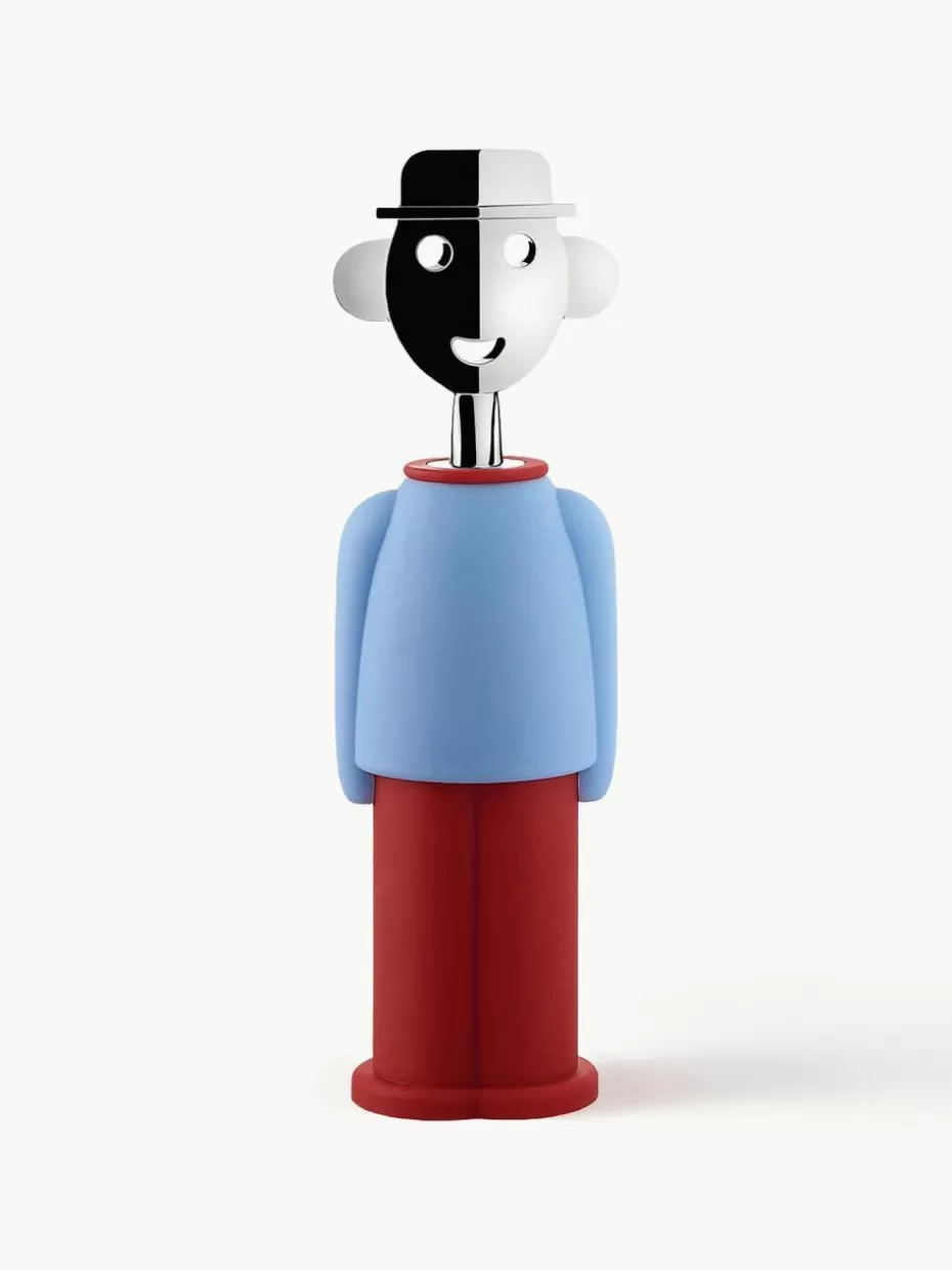 Küchenhelfer-Alessi Korkenzieher Alessandro M. Hellblau, Rostrot, Silberfarben