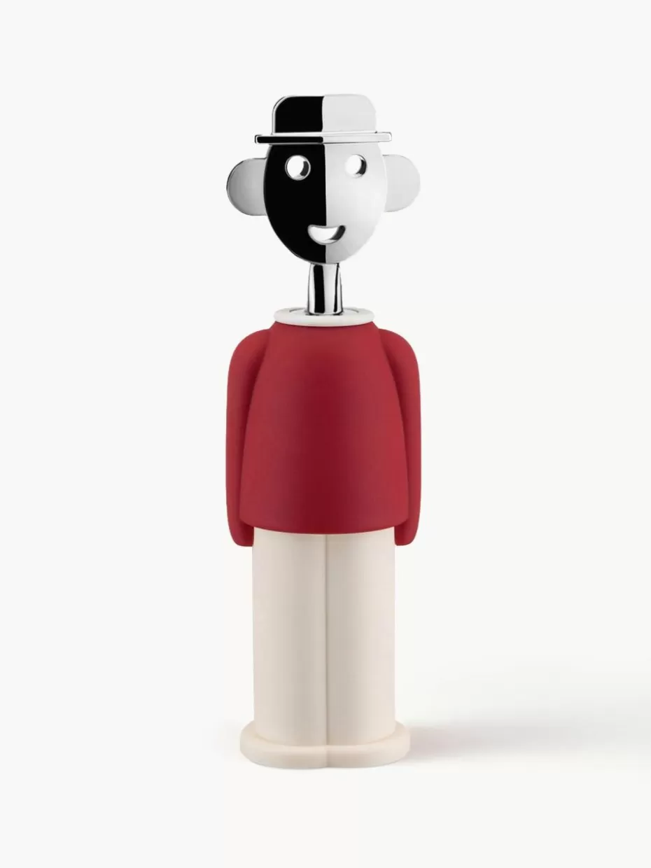 Küchenhelfer-Alessi Korkenzieher Alessandro M. Rot, Off White, Silberfarben
