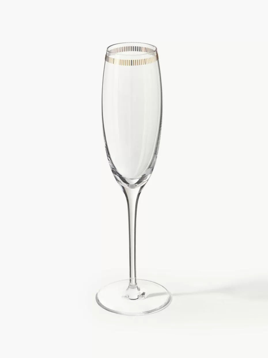 Champagner- & Sektgläser-Armani Casa Kristall-Champagnergläser Dvorak mit Gold-Dekor, 6 Stück