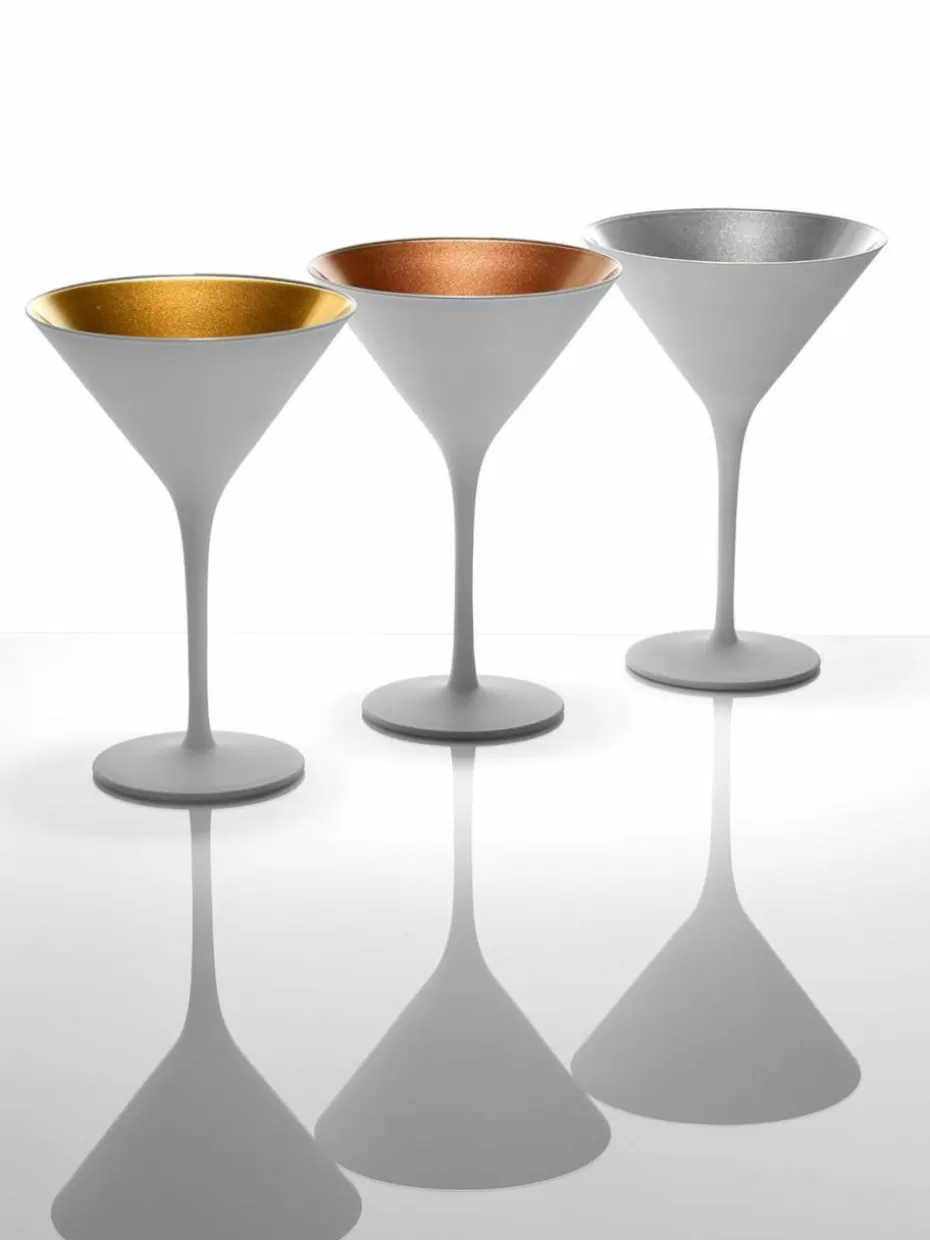 Bargläser-Stölzle Lausitz Kristall-Cocktailgläser Elements, 6 Stück Weiß, Goldfarben
