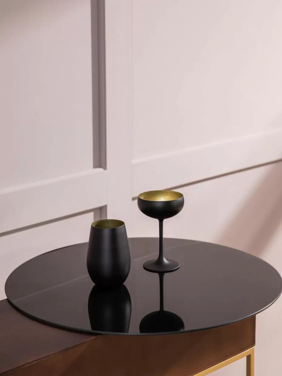 Bargläser-Stölzle Lausitz Kristall-Longdrinkgläser Elements, 6 Stück Schwarz, Goldfarben