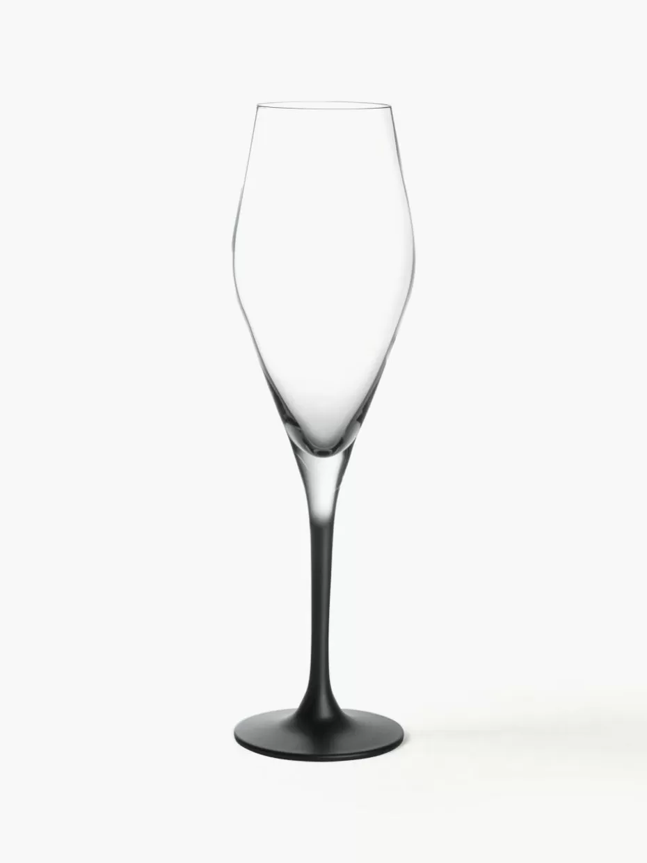 Champagner- & Sektgläser-Villeroy & Boch Kristall-Sektgläser Manufacture Rock, 4 Stück Transparent, Schwarz