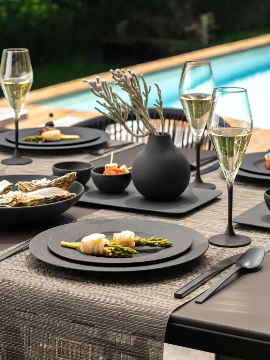 Champagner- & Sektgläser-Villeroy & Boch Kristall-Sektgläser Manufacture Rock, 4 Stück Transparent, Schwarz