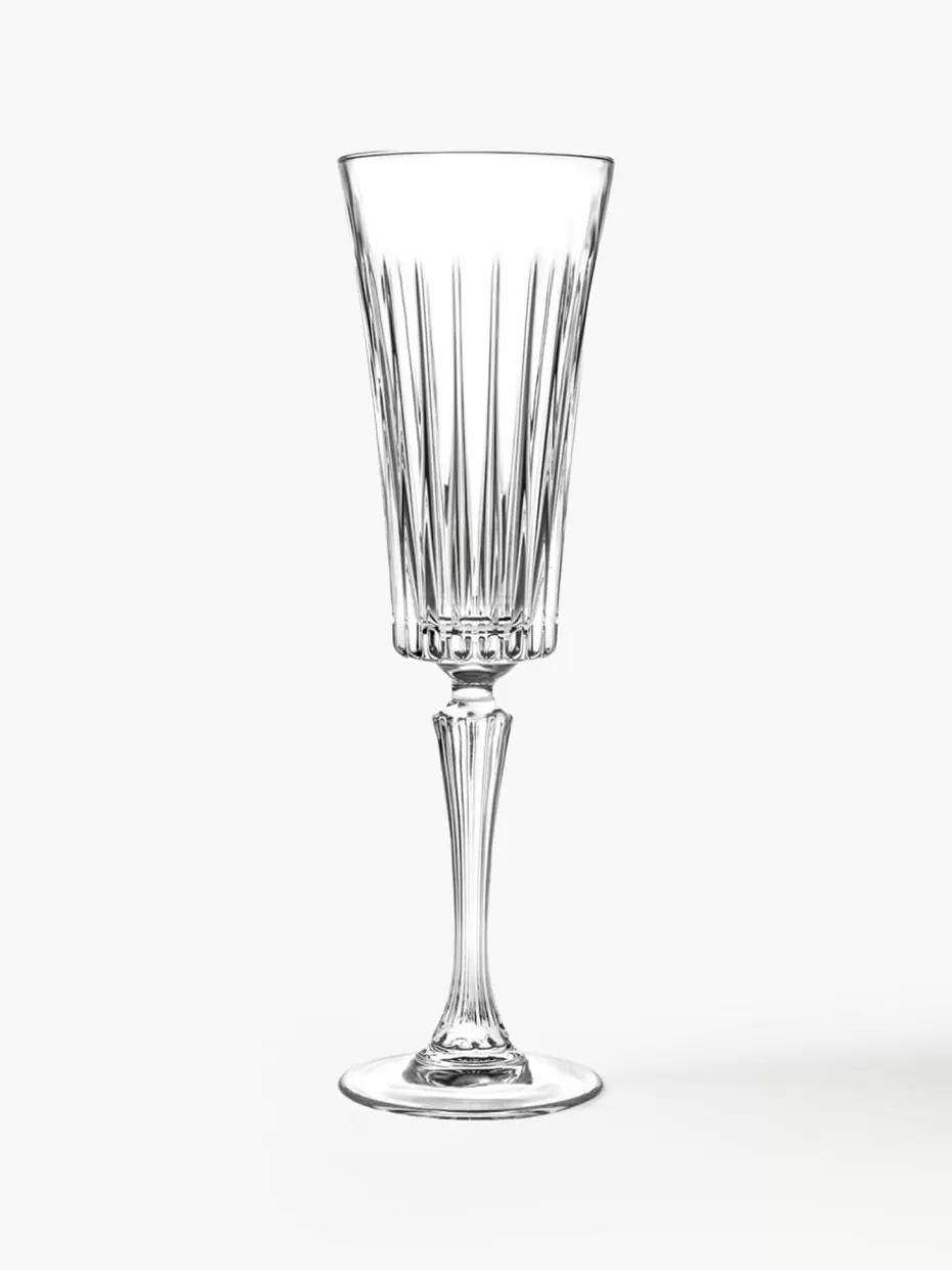 Champagner- & Sektgläser-RCR Kristall-Sektgläser Timeless mit Rillenrelief, 6 Stück
