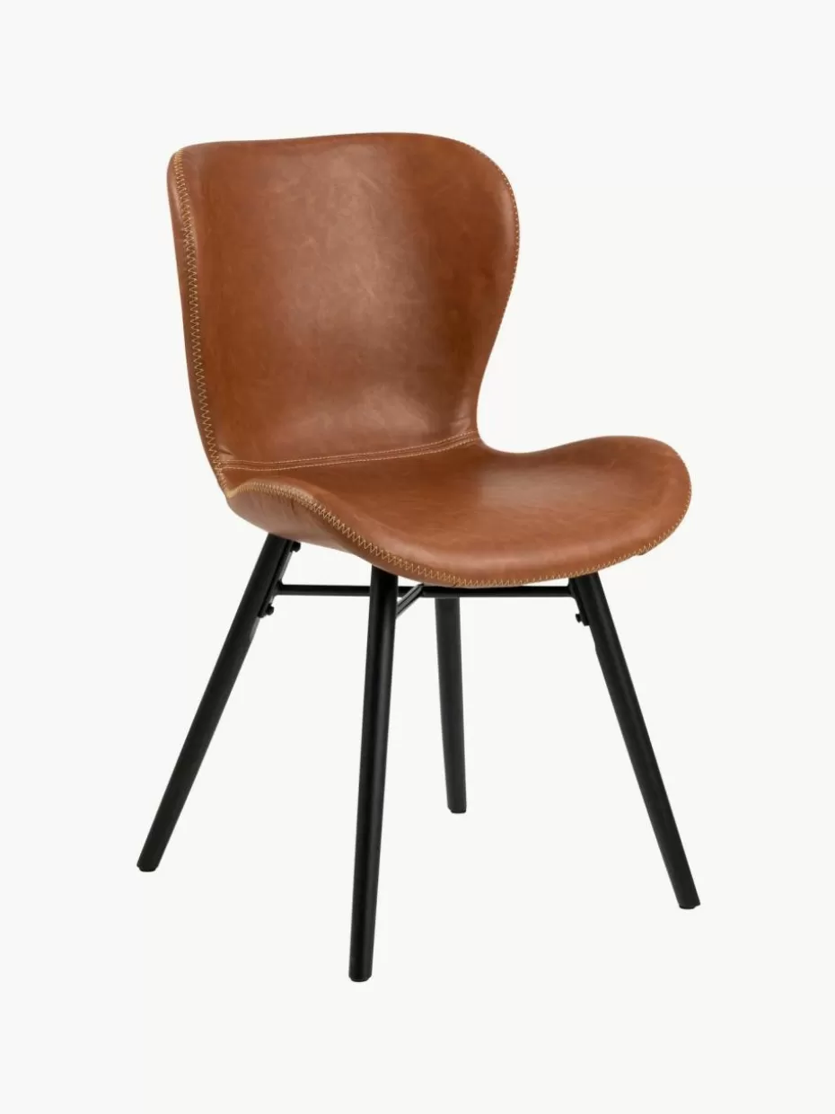 Stühle-Westwing Kunstleder-Polsterstühle Batilda, 2 Stück Kunstleder Terrakotta, Schwarz