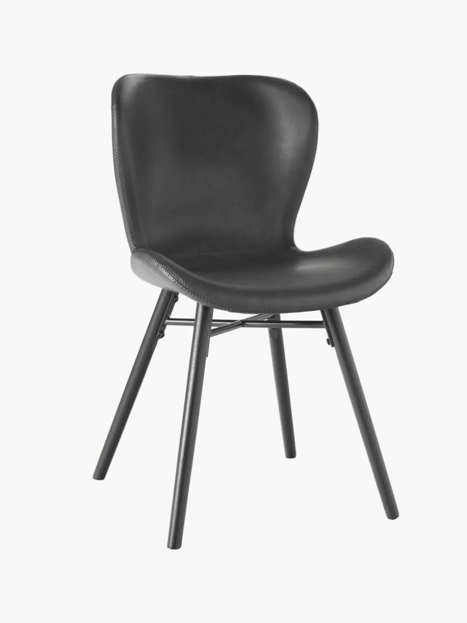 Stühle-Westwing Kunstleder-Polsterstühle Batilda, 2 Stück Kunstleder Schwarz, Schwarz