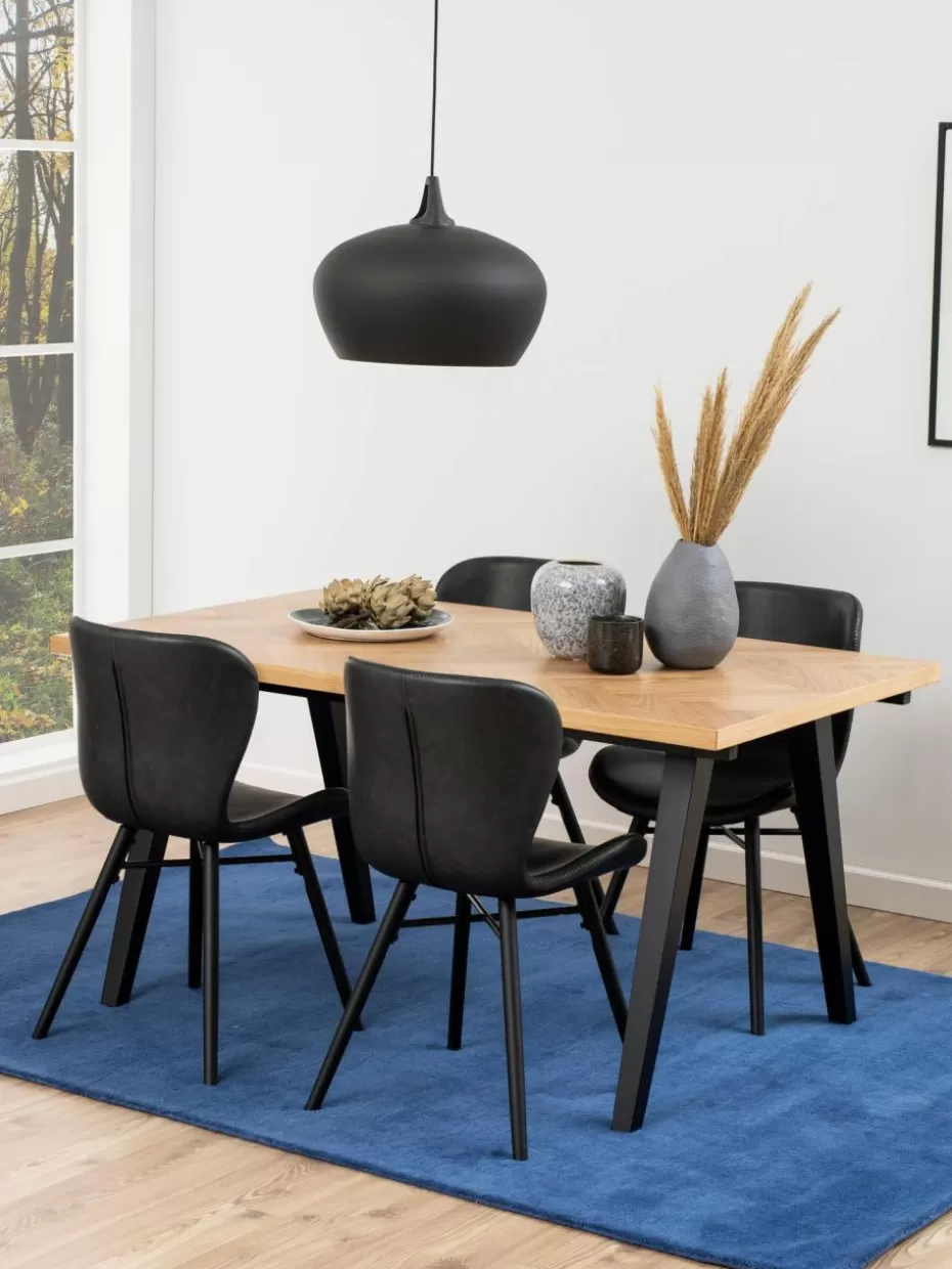 Stühle-Westwing Kunstleder-Polsterstühle Batilda, 2 Stück Kunstleder Schwarz, Schwarz