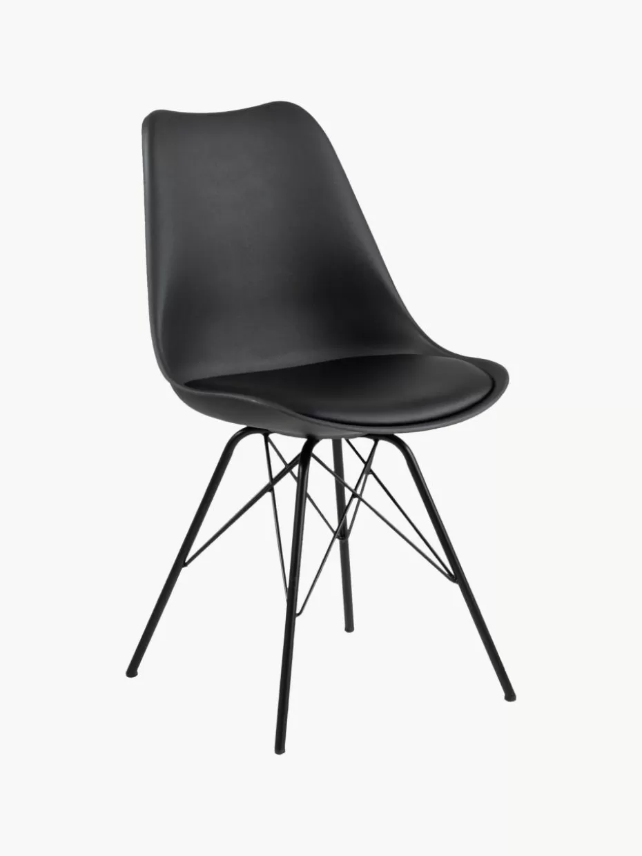 Stühle-Westwing Kunstleder-Polsterstühle Eris, 2 Stück Kunstleder Schwarz